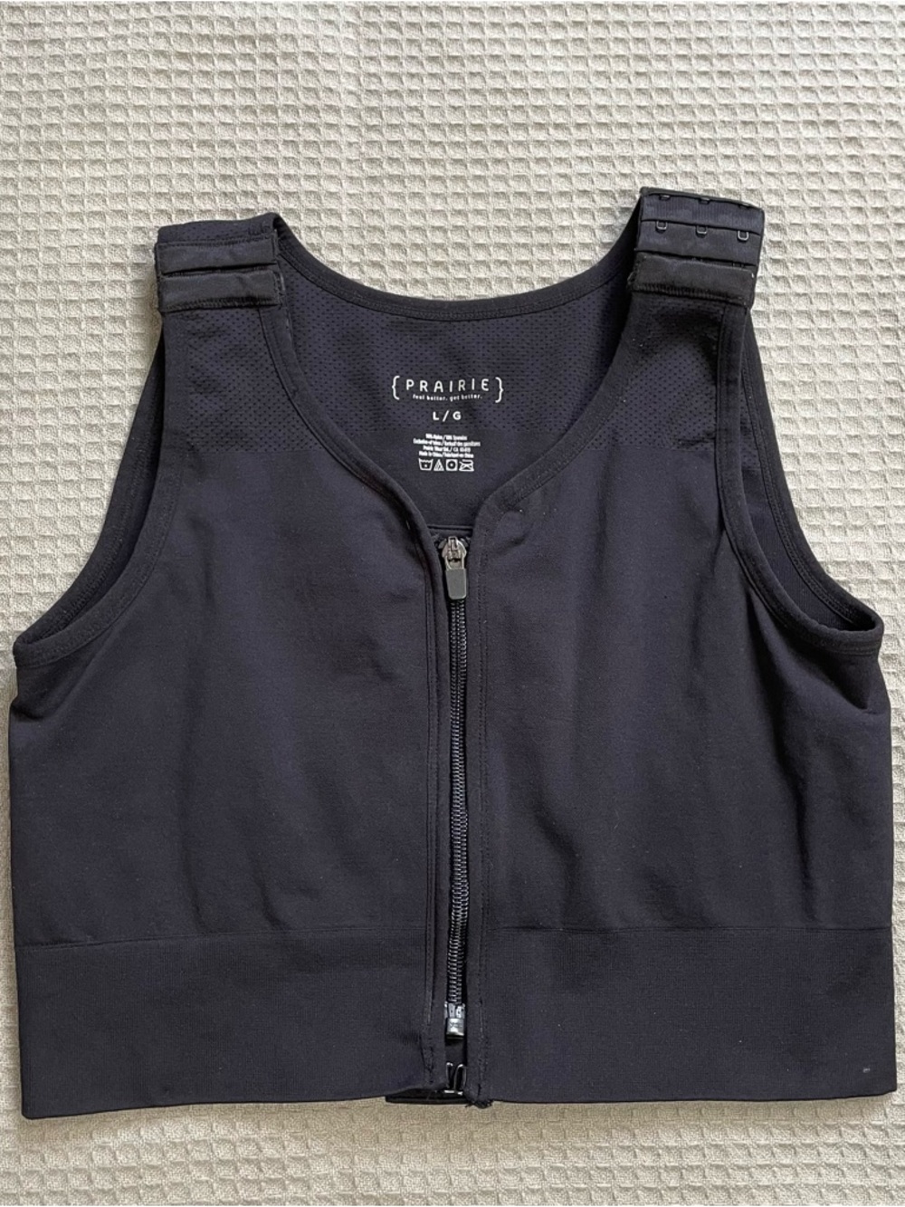 Prairie Hugger Front Close Bra Large Black Post-Surgical Compression